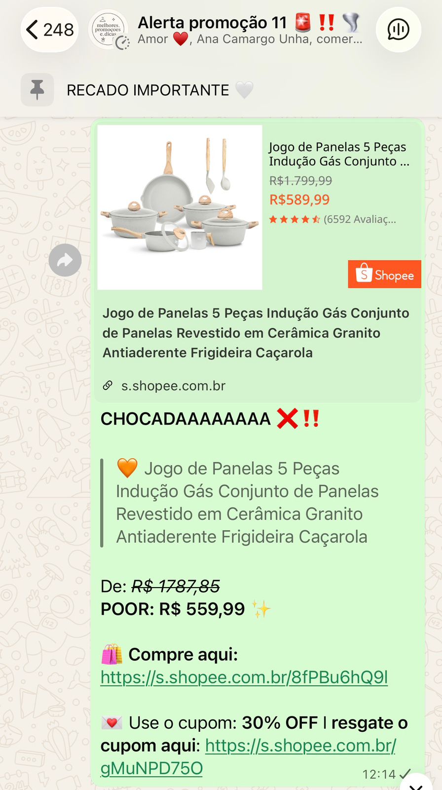 Jogo de panelas com cupom liberado