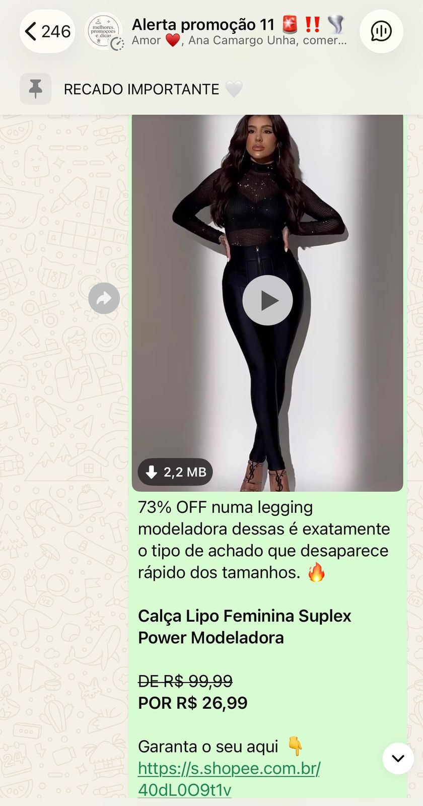 Legging modeladora que some rápido