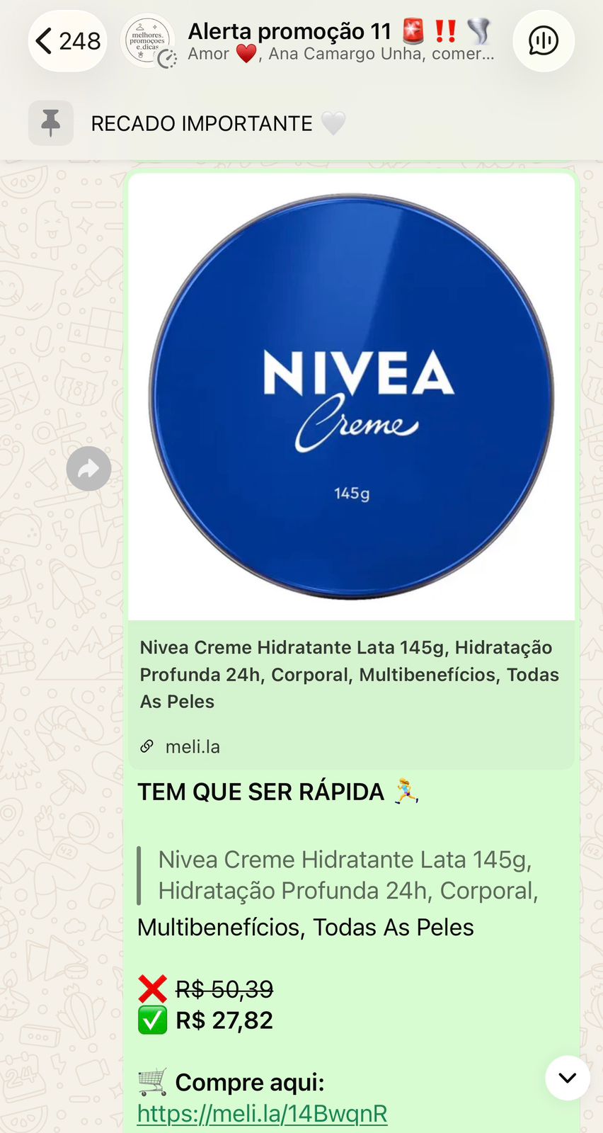Nivea com preço pra ser rápida