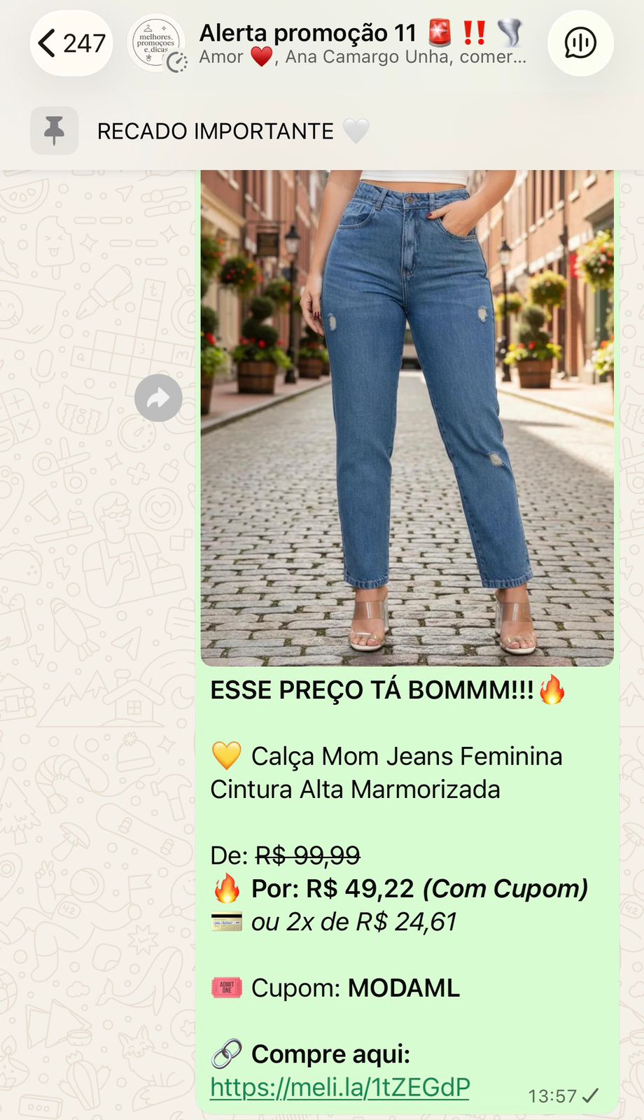 Calça mom jeans com cupom
